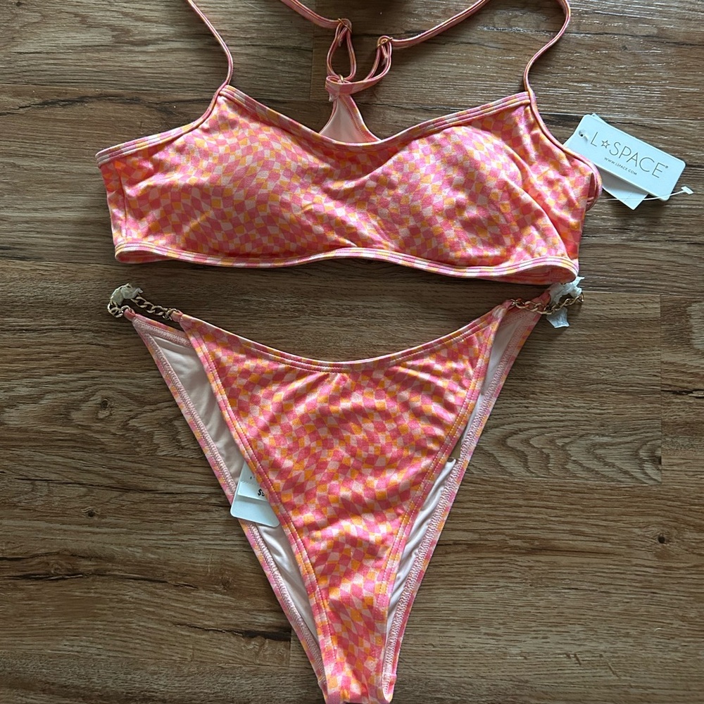 L*space Bikini Set  Pink Orange Geometric Bikini Set